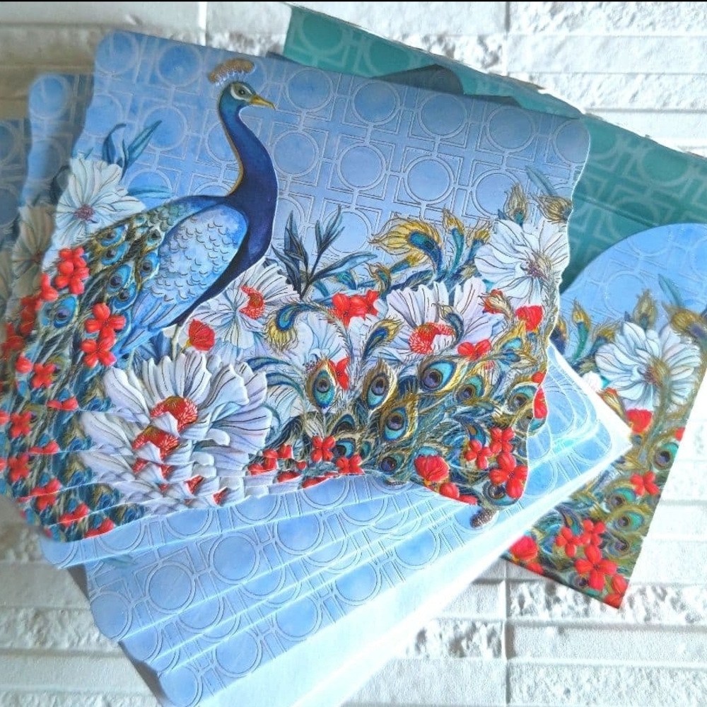 ๐ฆNicole Tamarin Peacock Design Card & Envelope Set (10 of each) with Box